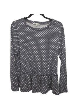 Green Envelope Womens M Gray Polka Dot Pullover Blouse 0598